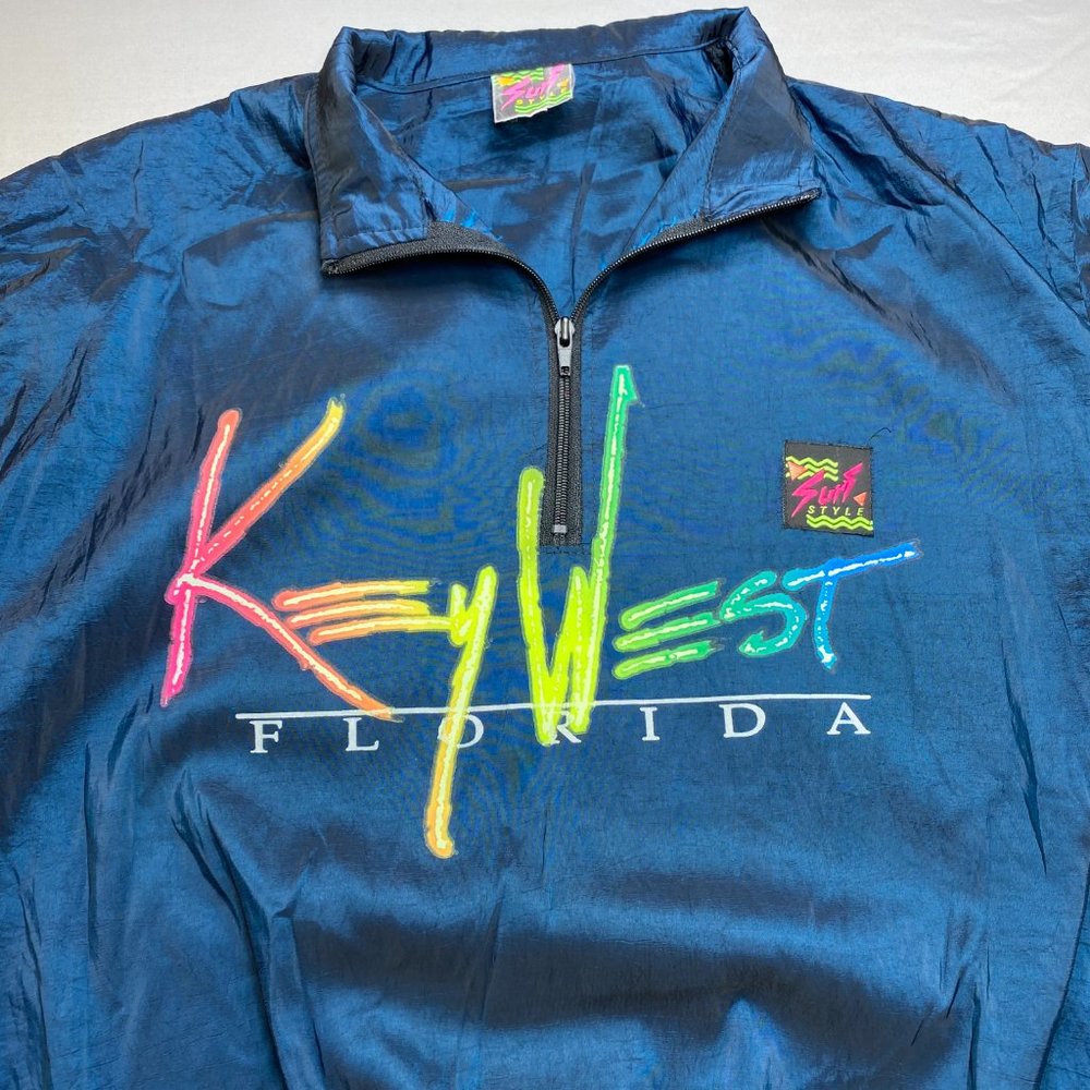 VTG SURF STYLE | Key West Fl 80s 90s Windbreaker Pullover Iridescent Vacation